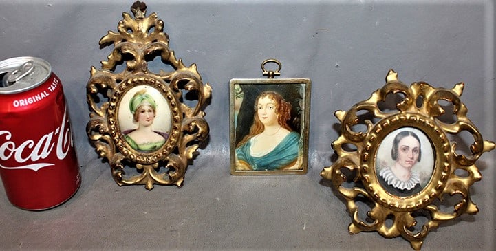 3 Hand Painted 19Th C. Miniature Portraits (1 of 5)
