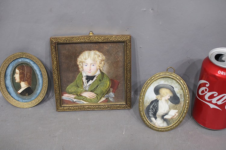 3 Hand Painted 19Th C. Miniature Portraits (1 of 4)