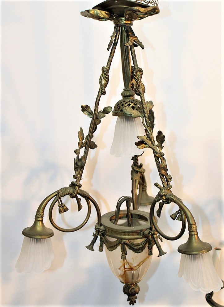 Fine Solid Bronze Antique Chandelier With Horns (1 of 5)