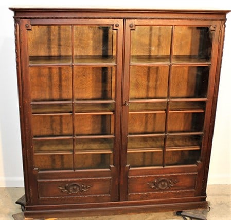 Fancy Mahogany 2 Door Bookcase With Floral Panel (1 of 4)