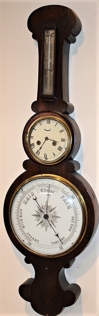 Large Early 19Th C. Barometer/Clock (1 of 3)