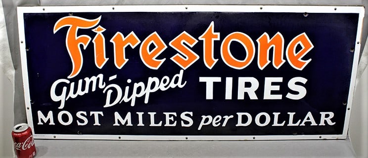 Large Porcelain Firestone Tires Sign
