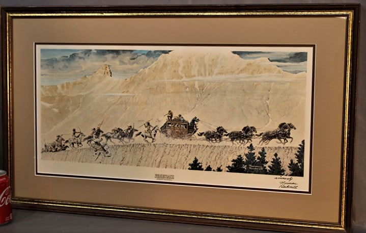 Signed Norman Rockwell "Stage Coach" Print (1 of 3)