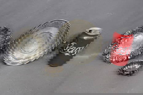 3 fancy pieces of sterling including fancy Wedgewood pattern plate. 7.85 ozt.: 3 fancy pieces of sterling including fancy Wedgewood pattern plate. 7.85 ozt.