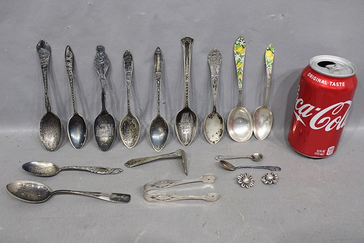 Lots of Commemorative sterling spoons and related sterling including Indians, Lake Champlain, Valley (1 of 5)
