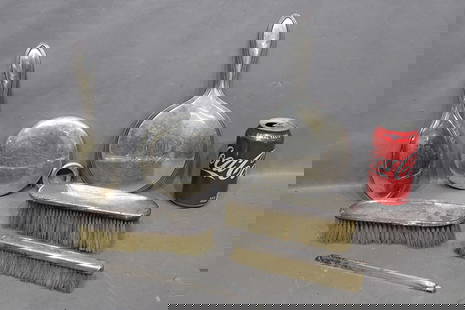 Group of sterling silver dresser pieces. Needs polishing.: Group of sterling silver dresser pieces. Needs polishing.