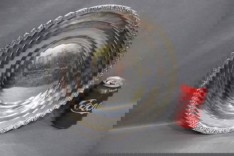 12" sterling WWII presentation plate (to commander and Mrs. Harry W. Harrison Jr.) 10.86 ozt. From: 12" sterling WWII presentation plate (to commander and Mrs. Harry W. Harrison Jr.) 10.86 ozt. From the men and officers of Fighter Squadron 6 August 16, 1944 in nice condition.