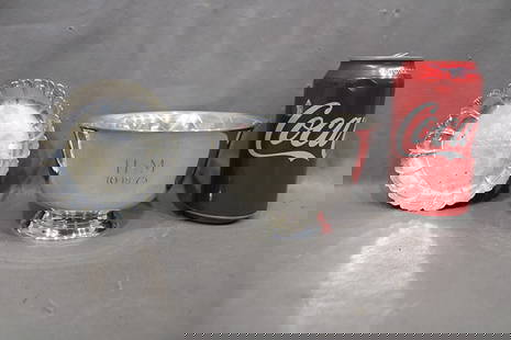 2 signed Tiffany & Co. sterling presented to Harry Harrison 10.6 ozt. Bowl has a cut glass liner.: 2 signed Tiffany & Co. sterling presented to Harry Harrison 10.6 ozt. Bowl has a cut glass liner. Silver is 10.6 ozt.