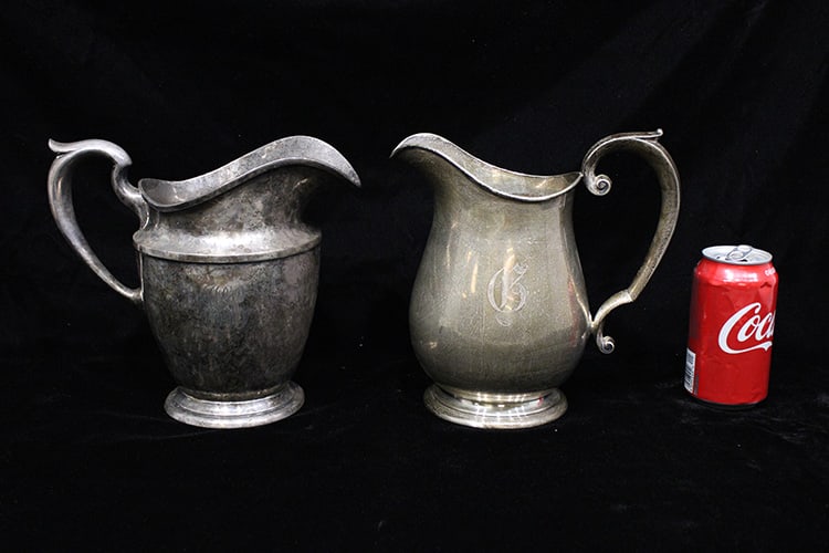 2 nice sterling silver water pitchers, 41.5 ozt. In nice condition, needs polishing. Has  monogram, (1 of 5)