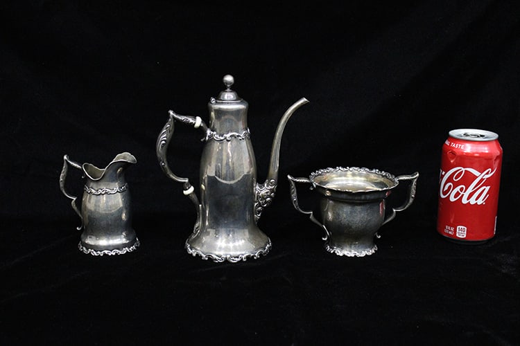Sweet 3 piece sterling silver tea set by John Mason. No monograms, in nice condition. 18.93 ozt. (1 of 3)