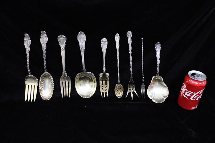 9 pieces of nice sterling silver serving pieces with gold washed ends. All in nice condition, 1 (1 of 5)