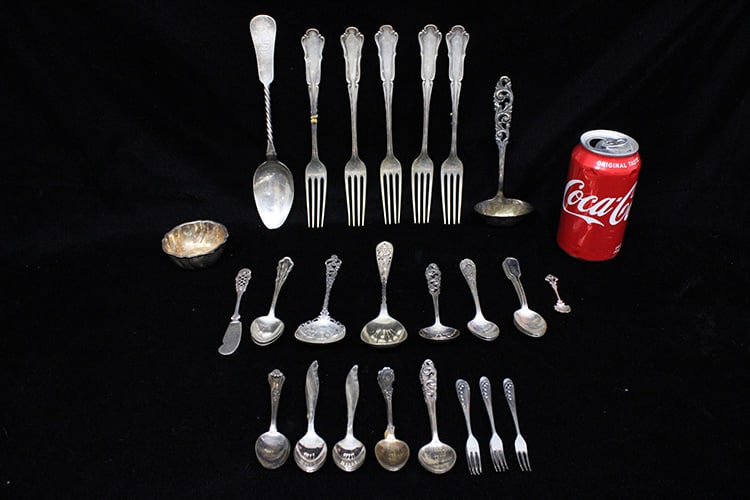 Large group of 800 and 830 silver pieces, 29.77 ozt. Many matching, some fancy. (1 of 6)