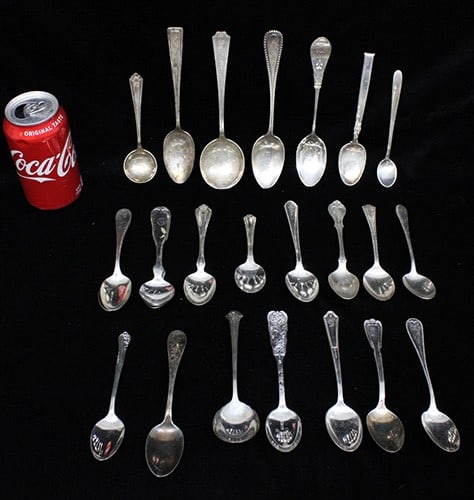 25 sterling silver spoons, 20.11 ozt. All different patterns. (1 of 4)