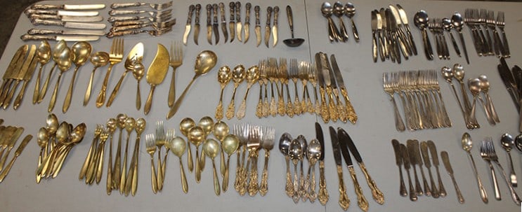 Large group of fancy silver plated, some gold washed. 1 group marked Dirilyte. (1 of 3)