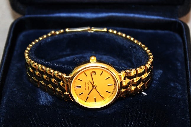 Tiffany & Co. portfolio wrist watch Tiffany box, case, bag. Not tested to work (probably needs a (1 of 5)