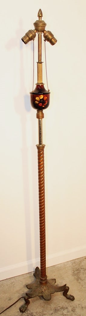 Super solid bronze adjustable Moorcroft floor lamp base. Great claw feet, twisted post. (1 of 5)