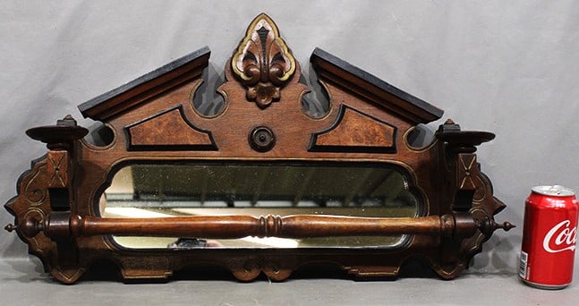 Sweet Renaissance Victorian walnut towel rack with gold and black incising with burled walnut (1 of 3)