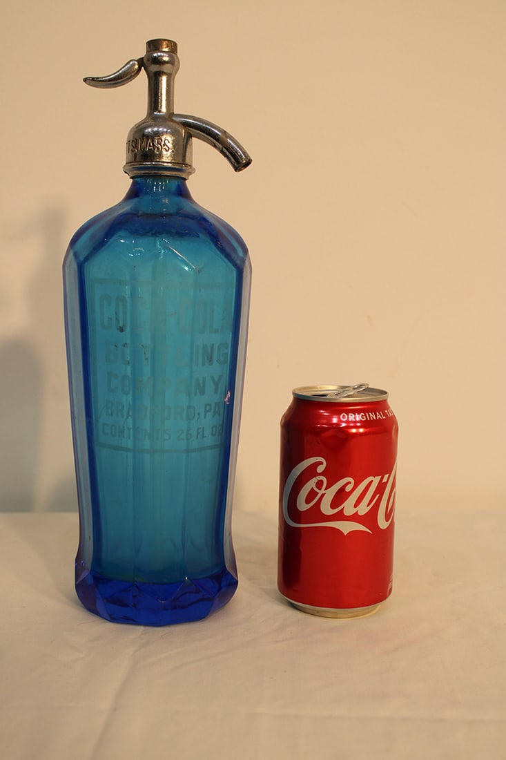 Cobalt blue Coca-Cola seltzer bottle. All nice, marked Cooper Bev. Pittsfield, MA. No chips or (1 of 4)