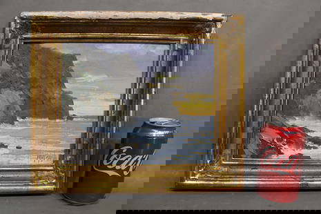 Well listed artist signed "Matt Smith" painting "Sun Down at Shark Cove". Painting is nice, frame: Well listed artist signed "Matt Smith" painting "Sun Down at Shark Cove". Painting is nice, frame has chipping on the gold. Estate fresh. 8" wide, 10" tall.