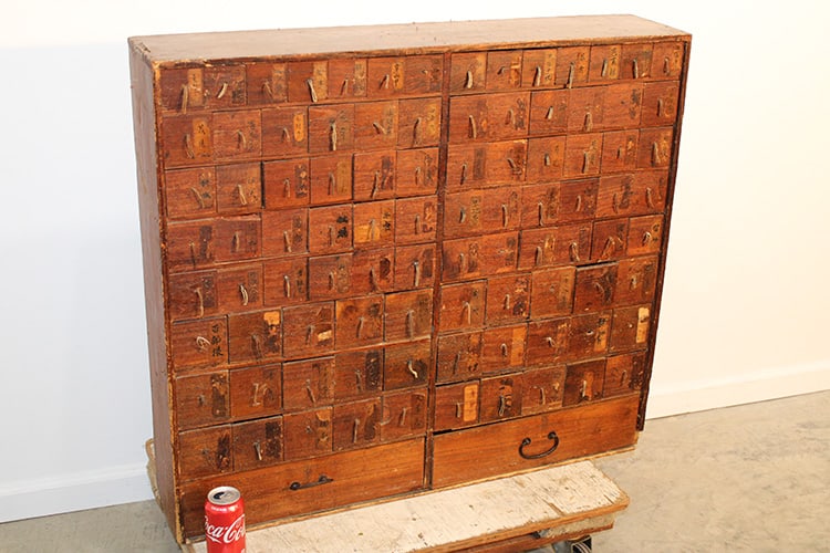 Early 86 drawer oriental multi drawer cabinet. Large dovetail on case, oriental writing on the (1 of 6)