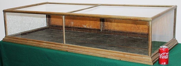 62" nickel plated country store showcase. 2 drop down doors in the back with replaced hinges. (1 of 3)