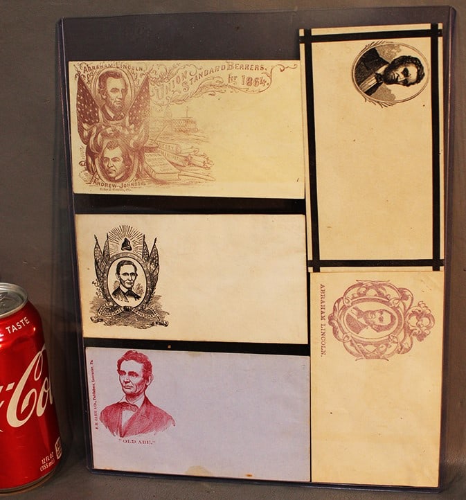 Nice group of 5 Lincoln campaign postal envelopes. One has Andrew Johnson V. P. on it. Nice (1 of 5)
