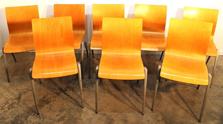 Great set of 8 laminated mid century chairs. Has convex laminated seats and Jetson legs (more (1 of 4)