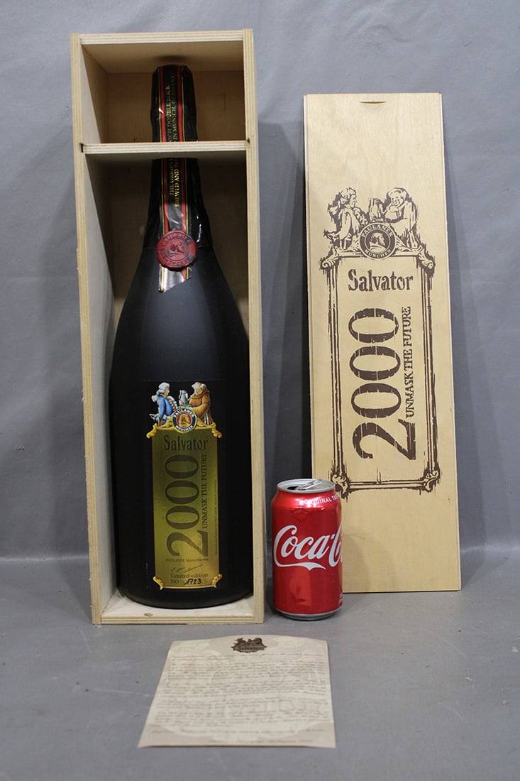 Huge limited edition 2000 millennium beer by Salvator. Never opened or taken out of the crate. (1 of 4)