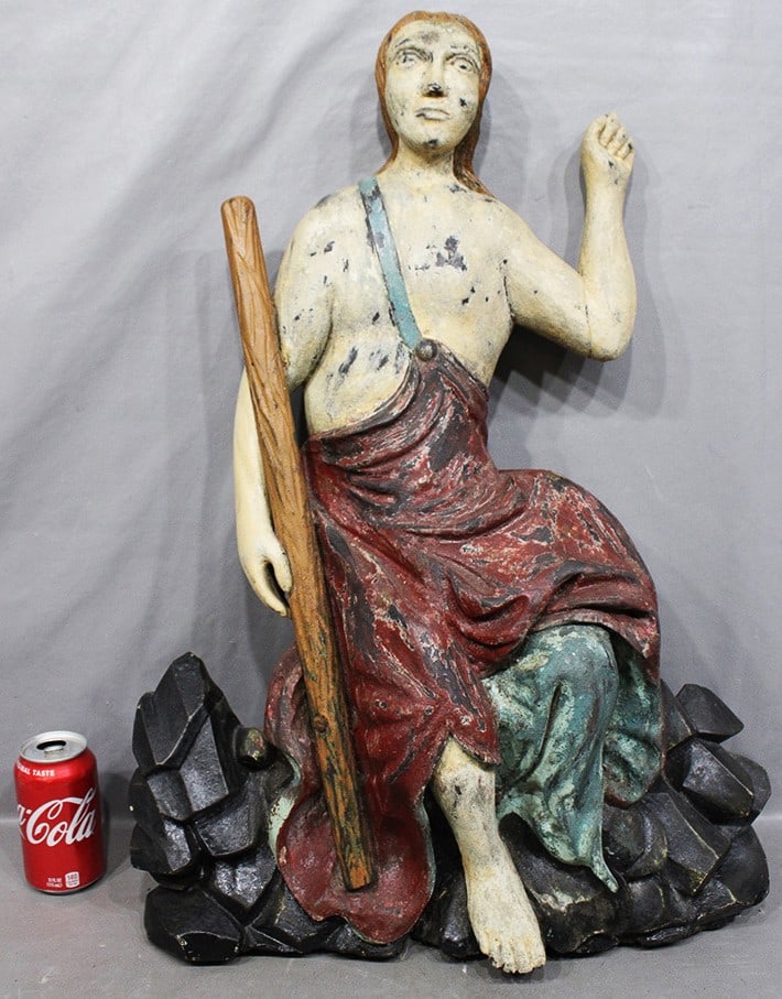 Large Early Carved "Man With Stick" With Mdccvi 1706 (On The Back) (1 of 7)