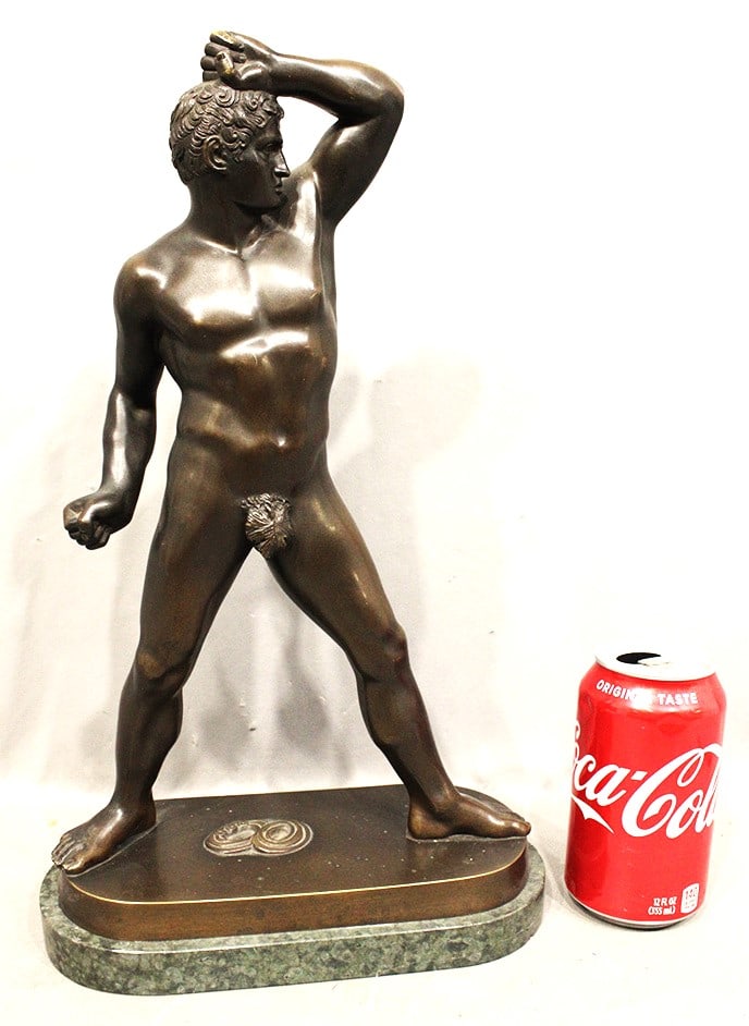 Super Antique 15" Signed Morelli & Rinaldi Nude Bronze: Super antique 15" signed Morelli & Rinaldi nude bronze. Nice patina, all original, marble base.