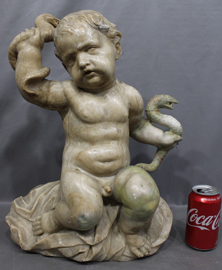 Fabulous 18" Victorian Hand Carved Boy With Snakes 1860-1880 (1 of 6)
