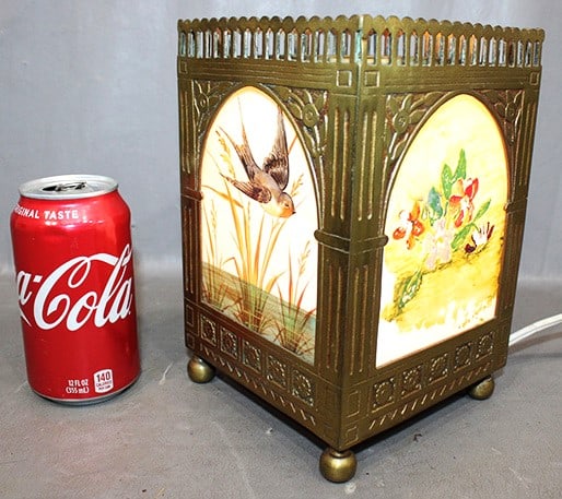 Great Antique Aesthetic Lamp With Hand Painted Birds And Butterflies (1 of 5)
