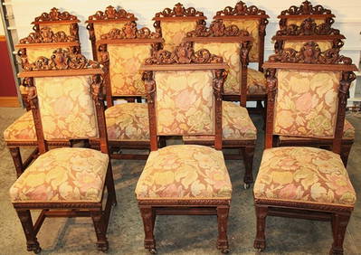 Great Set Of 12 Oak Horner Chairs With Standing Men (1 of 7)
