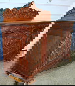 Massive Oak Signed Horner Sideboard With Standing Men With Clubs (1 of 14)