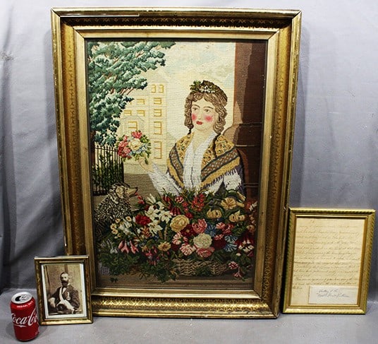 Awesome Needlepoint C. 1880-1890's With The History By Edwin Jemison (1 of 7)