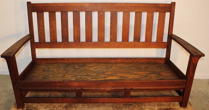 Large Mission Oak Settee, Pinned Construction (1 of 6)