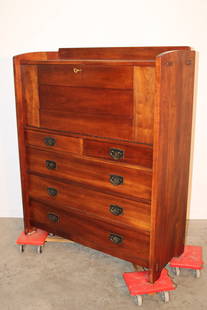 Quality Stickley Cherry Drop Front Desk: Quality Stickley cherry drop front desk in nice condition. Fitted interior, solid cherry, contemporary. 37" wide, 45" tall, 15" deep.