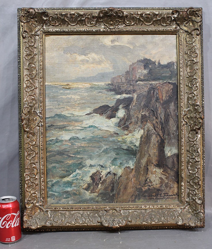 Artist Signed Albert Wenk Painting. Oil On Academy Board (1 of 5)