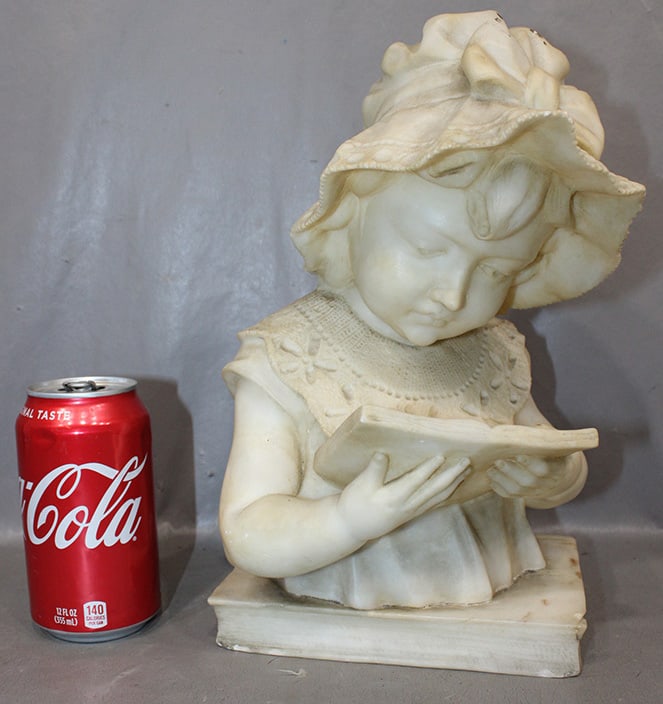 Sweet Antique Marble Bust Titled "Etude" (1 of 5)