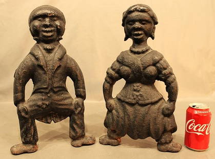 Pair Of 19Th C. African American Andirons: Pair of 19th C. African American andirons in nice condition.