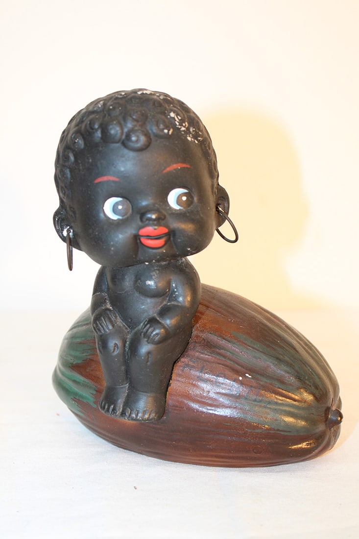 Sweet Vintage Ceramic Black Boy Bobble Head Bank (1 of 5)