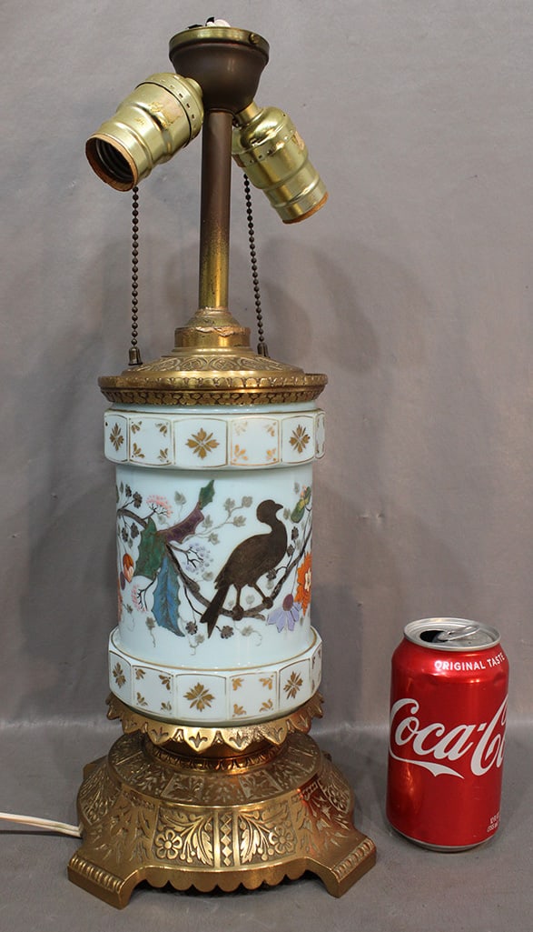 Super Aesthetic Victorian Lamp With Enameled Birds (1 of 4)