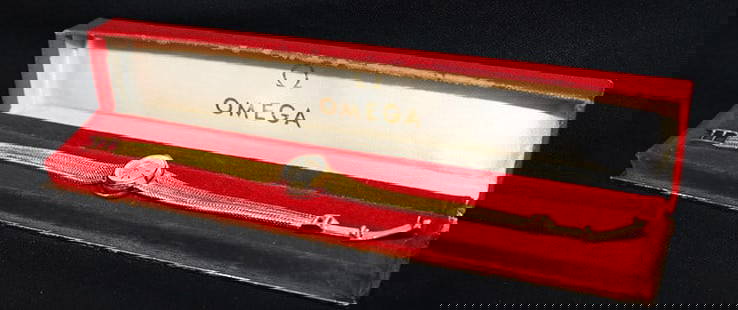 18K Gold Omega Ladies Wrist Watch has an 18K band (18 Dwt): 18k gold Omega ladies wrist watch 18 dwt in the original case. In nice condition, working.