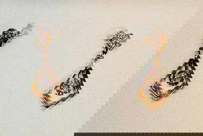 14K Gold And Diamond Earrings: 14k gold and diamond earrings. Very pretty, estate fresh.