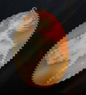 Huge 2.5" Cameo With Dancing Nouveau Lady: Huge 2.5" cameo with dancing nouveau lady. Has a thin band that holds it. Tests 24k (just assume it's between 18-24k).