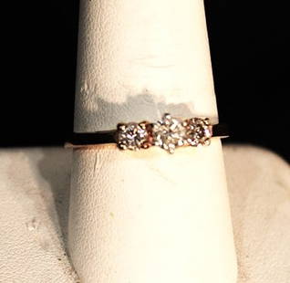 Pretty 14K Gold Diamond Engagement Ring With 3 Brilliant Diamonds: Pretty 14k gold diamond engagement ring with 3 brilliant diamonds. Size appr. 8 3/4. Very nice estate fresh.