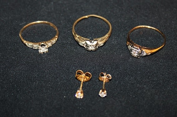 (3) 14K Diamond Rings, (2) 14K Diamond Earrings (1 of 5)