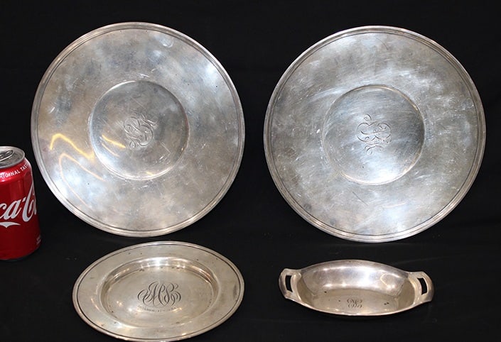 4 Heavy Pieces Of Sterling Including 2 Gorham Plates 37 Ozt (1 of 3)