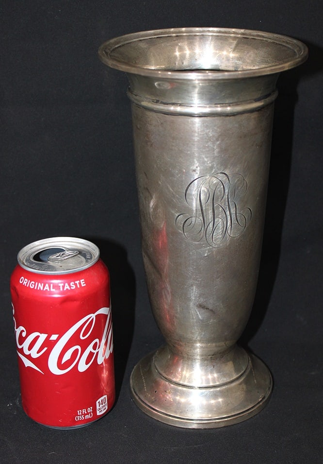 Large 10" Sterling Silver Vase Weighted 17.49 Ozt (1 of 3)