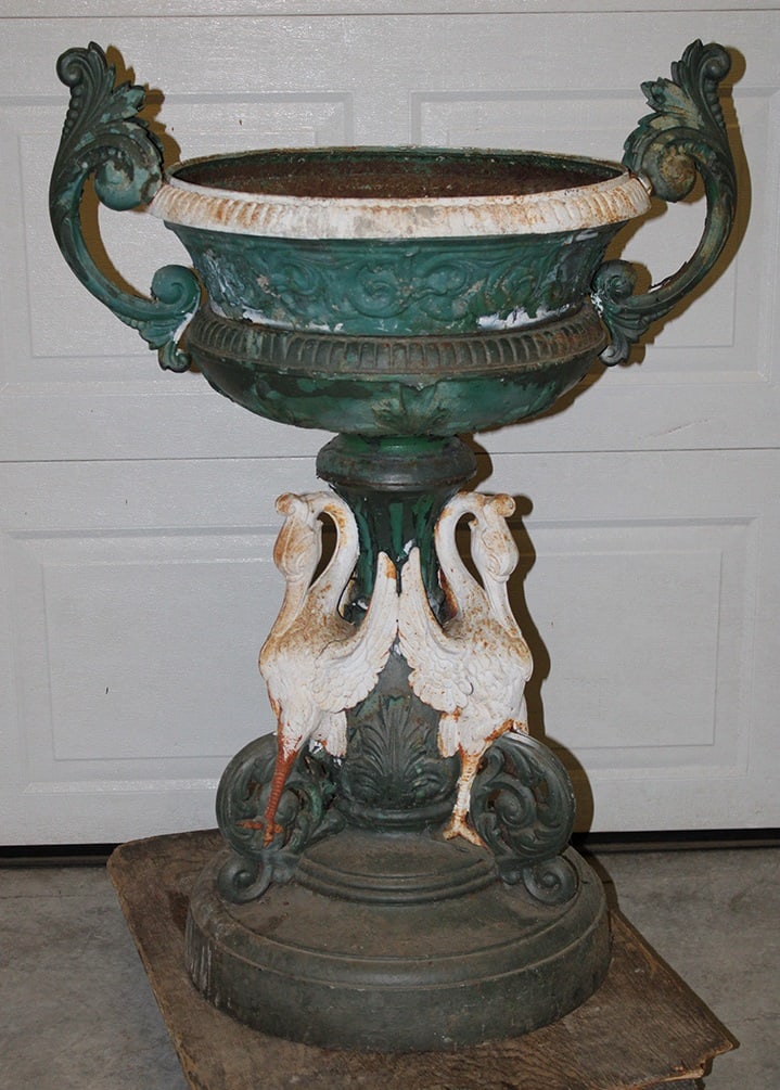 Fabulous Antique 43" 3 Piece Fiske Style Double Handle Urn (1 of 5)